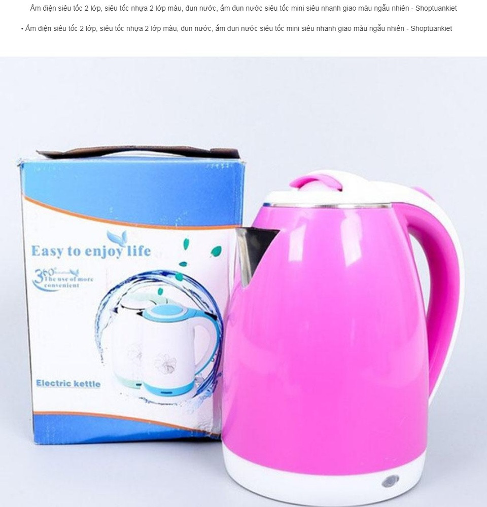 Ấm đun nước siêu tốc 2 lớp màu - ấm siêu tốc - bình siêu tốc - ấm đun siêu tốc - bình đun siêu tốc - ấm siêu tốc chính hãng - ấm đun nước - bình đun nước - bếp ấm đun nước - đồ gia dụng nhà bếp - Bảo hàng 12 tháng