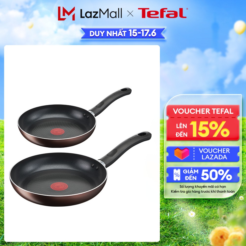 Bộ 2 chảo Tefal Day By Day chống dính đáy từ cao cấp - Hàng chính hãng