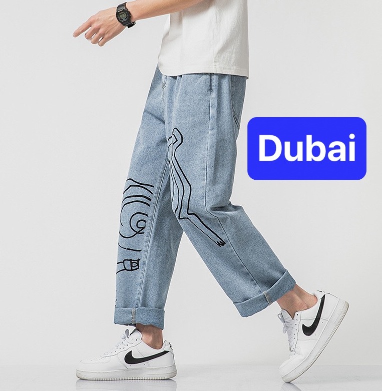 QUẦN BAGGY JEAN NAM NỮ CHẤT BÒ ỐNG RỘNG DÀI THÊU INCA KIỂU MỚI DB-60 - DUBAI FASHION