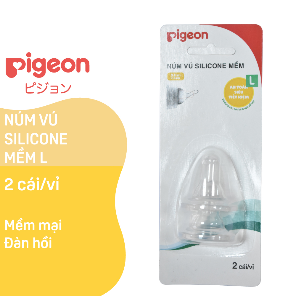 Pigeon L Soft Silicone Narrow Neck Nipple (2 Pieces/Blister)
