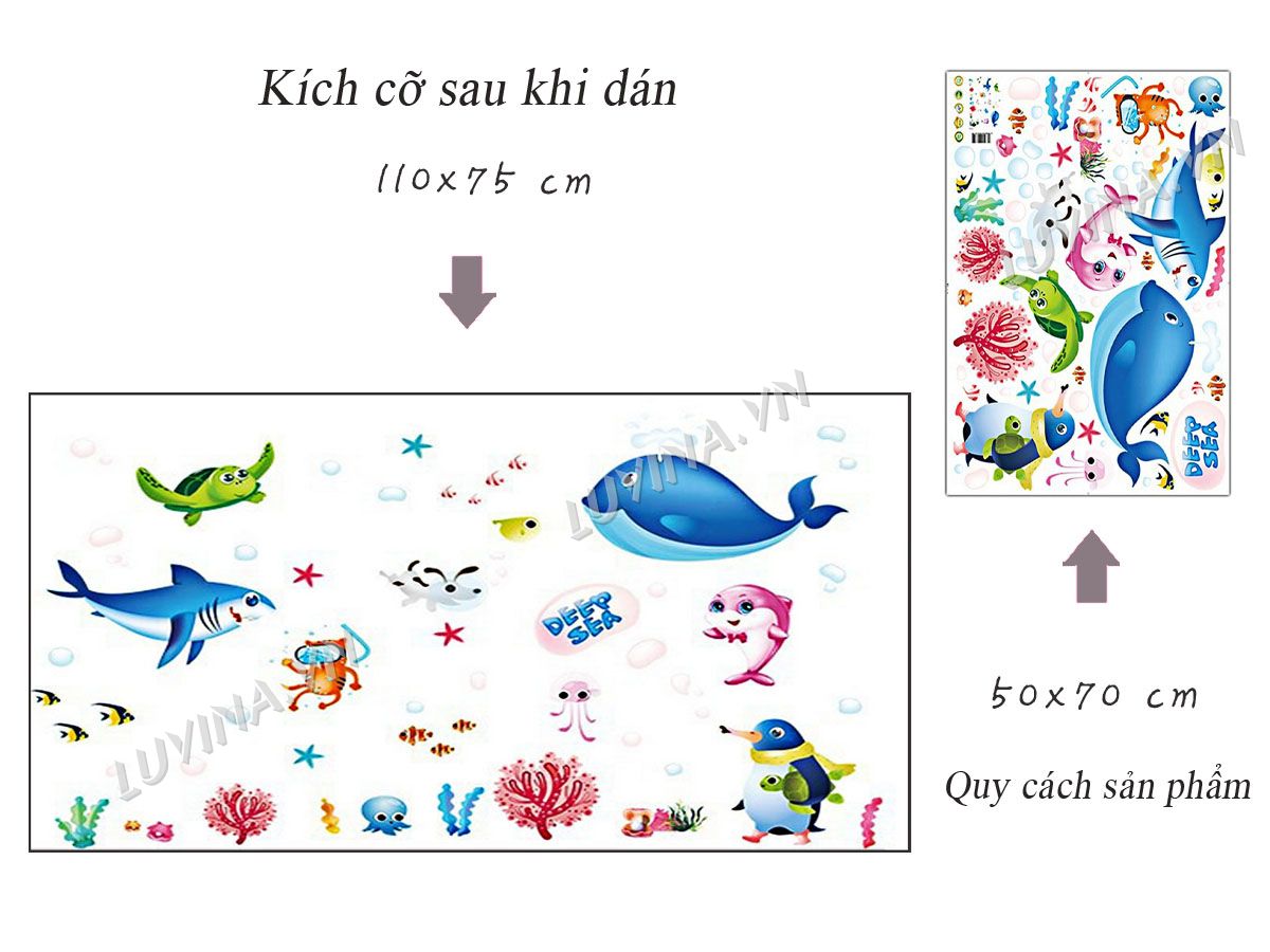 [HCM]DECAL DÁN TƯỜNG COMBO CÁ XINH 2