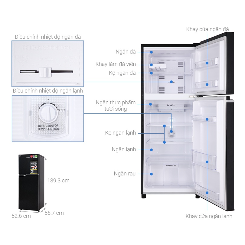 Tủ lạnh Panasonic Inverter 188 lít NR-BA229PKVN
