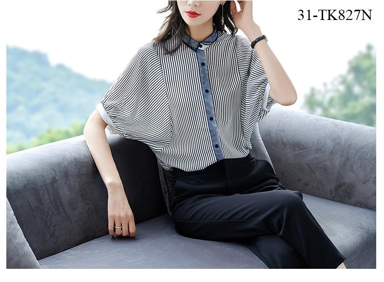 TK827N-ÁO SƠ MI SỌC TAY CÁNH DƠI S-6XL