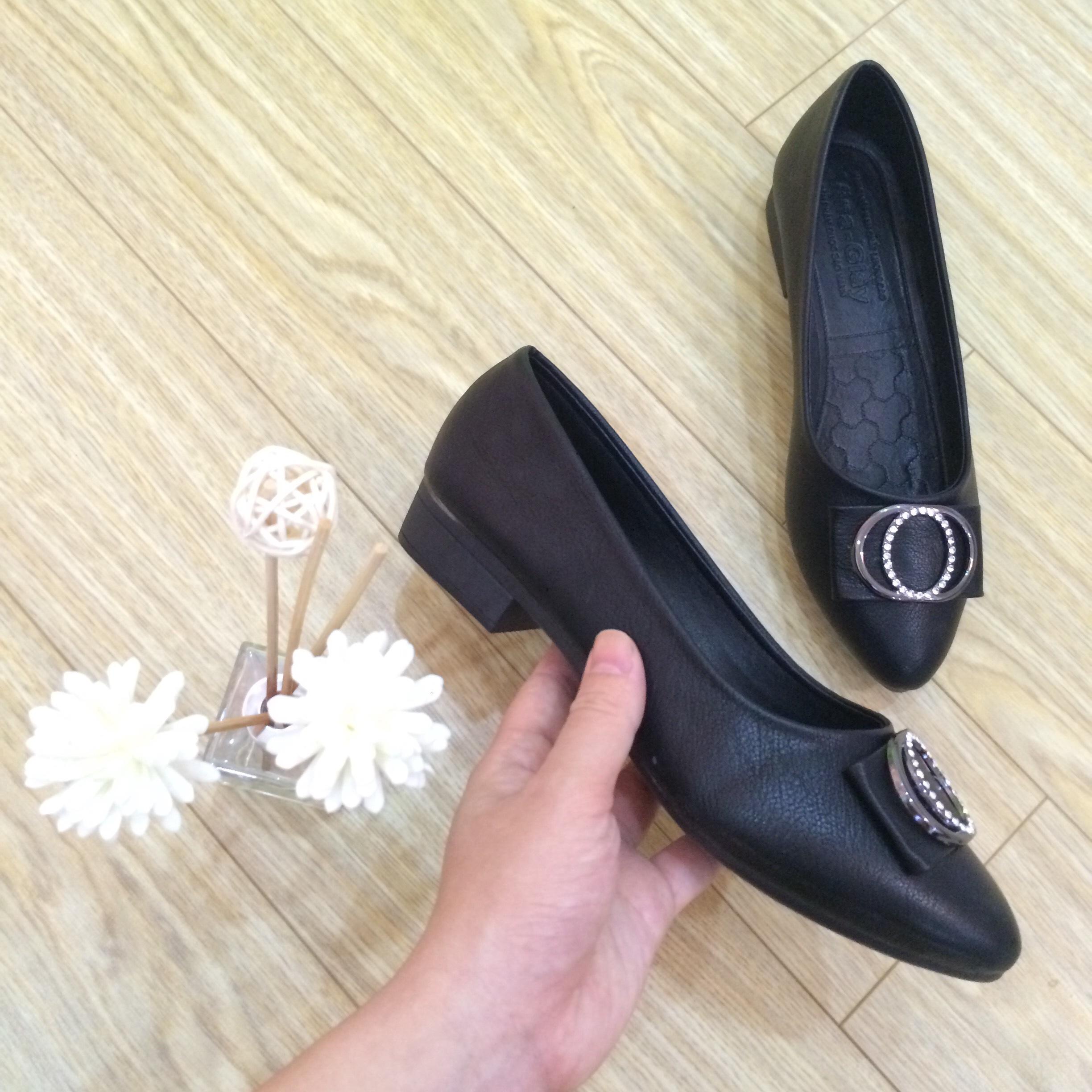 Giày Công Sở Nữ Đế 3cm Nơ Tròn Siêu Mềm Êm Chân