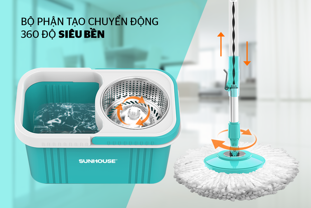 BỘ LAU NHÀ XOAY 360 ĐỘ SUNHOUSE KS-CL350PB