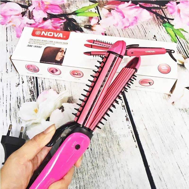 Máy duỗi tóc - máy bấm tóc - máy uốn tóc xù tạo kiểu tóc 3 chức năng: duỗi, uốn, bấm tạo kiểu tóc - 3 in1 Cực Kì Tiện Lợi - Xã Kho