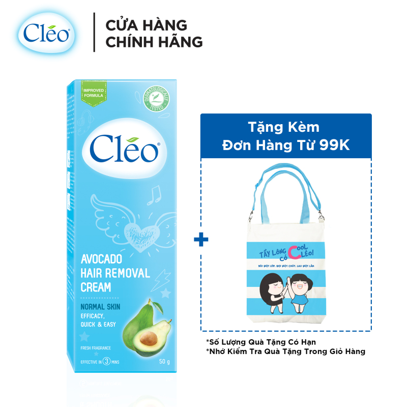 Kem tẩy lông cho da thường Cleo Avocado Hair Removal Cream Normal Skin 50g, an toàn, không đau và đạt hiệu quả nhanh chóng cao cấp