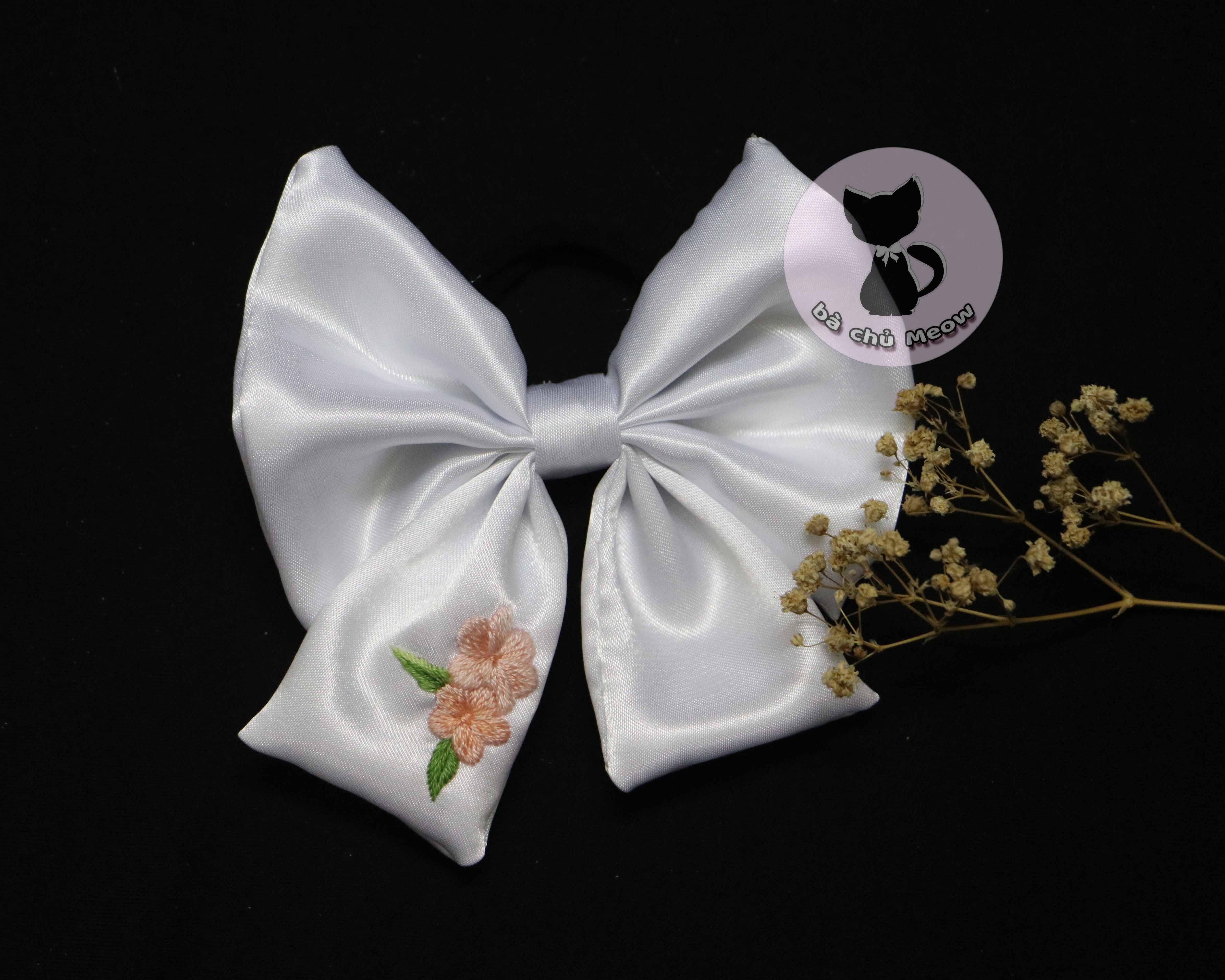Đồ Cột Tóc Hoa - Dây Cột Tóc Thêu Tay - Scrunchies Thắt Nơ