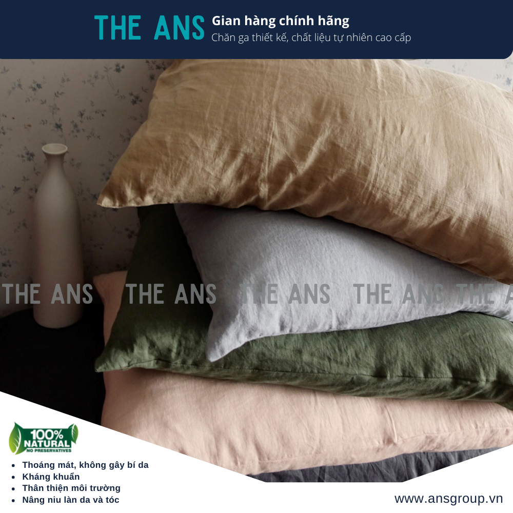 Combo 2 vỏ gối 100% linen THE ANS