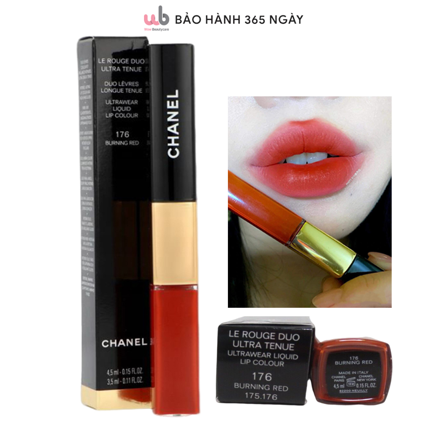 Chanel double-headed lipstick 176 le Tulip dark red, burning red, 1 shiny lip, 1 matte tip, 8 hours color lasting lipstick, plus a nice gift