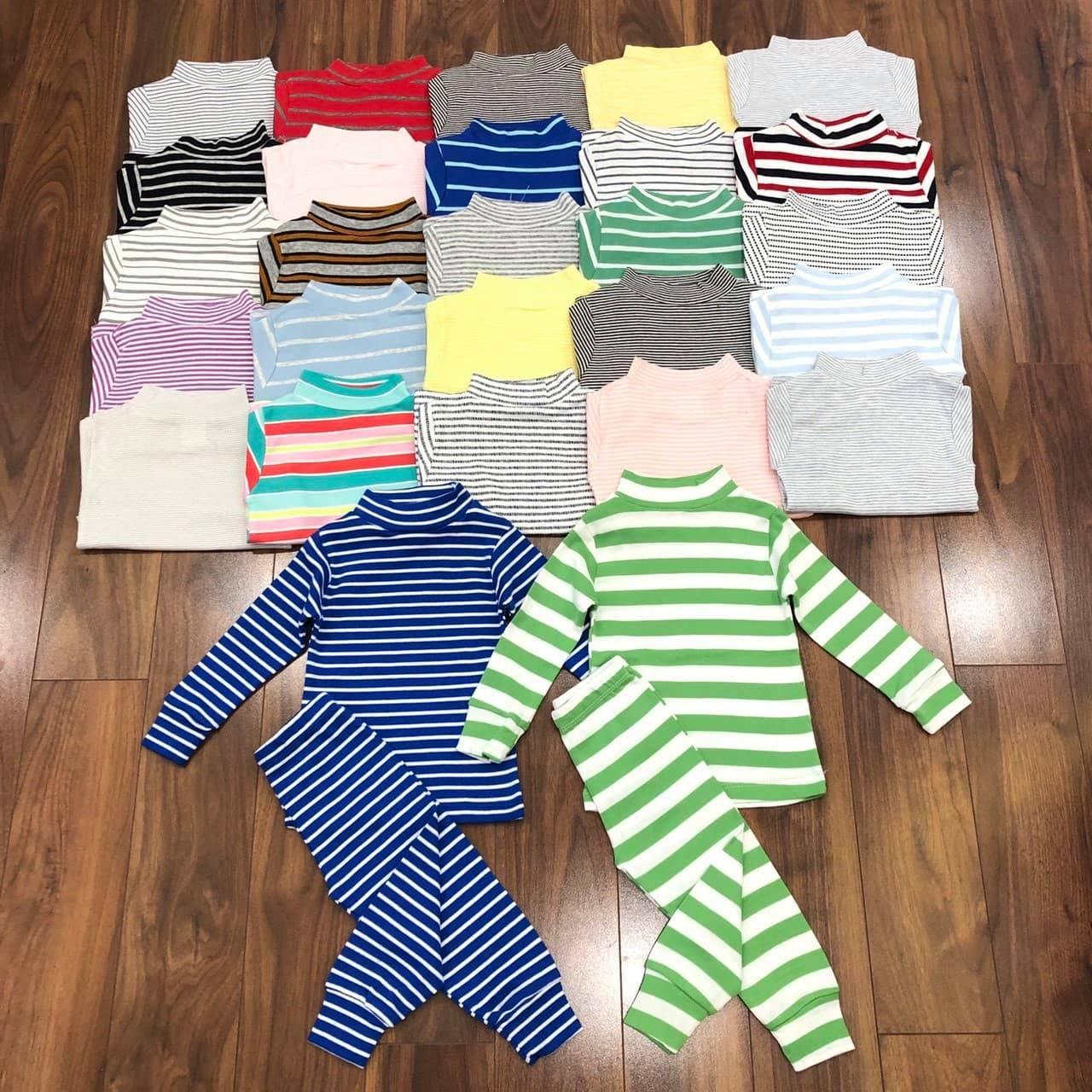 bộ cotton len dài tay bé trai bé gái