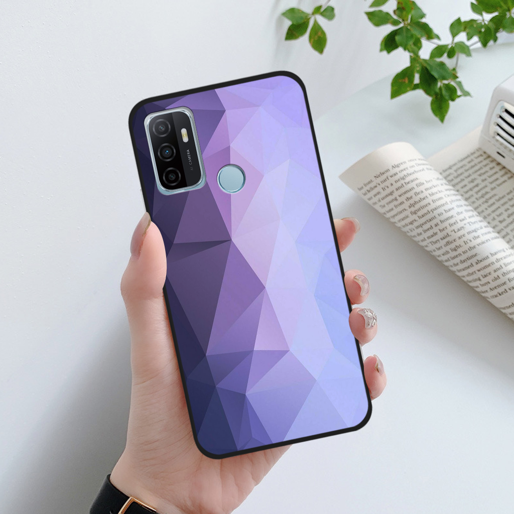 Ốp lưng Oppo A53 đường kẻ kim cương màu sắc, ốp thời trang viền dẻo