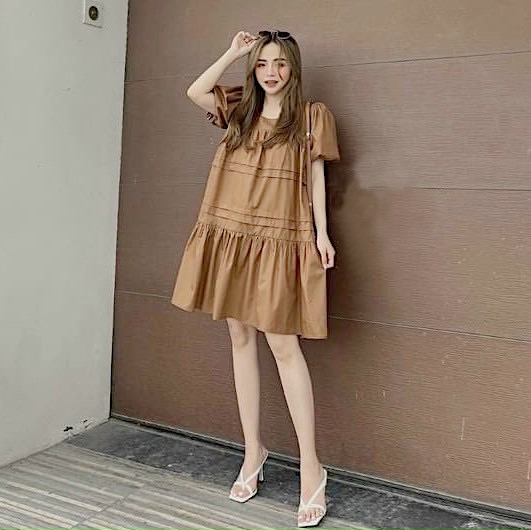 Đầm váy babydoll xếp li 2 màu