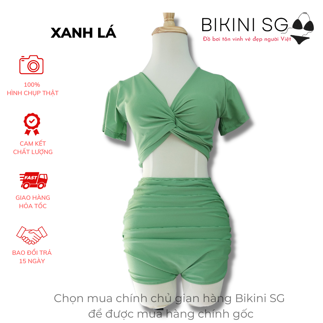 Đồ bơi nữ kín đáo bikini 2 mảnh phối quần lưng cao đi biển đẹp bikini sài gòn