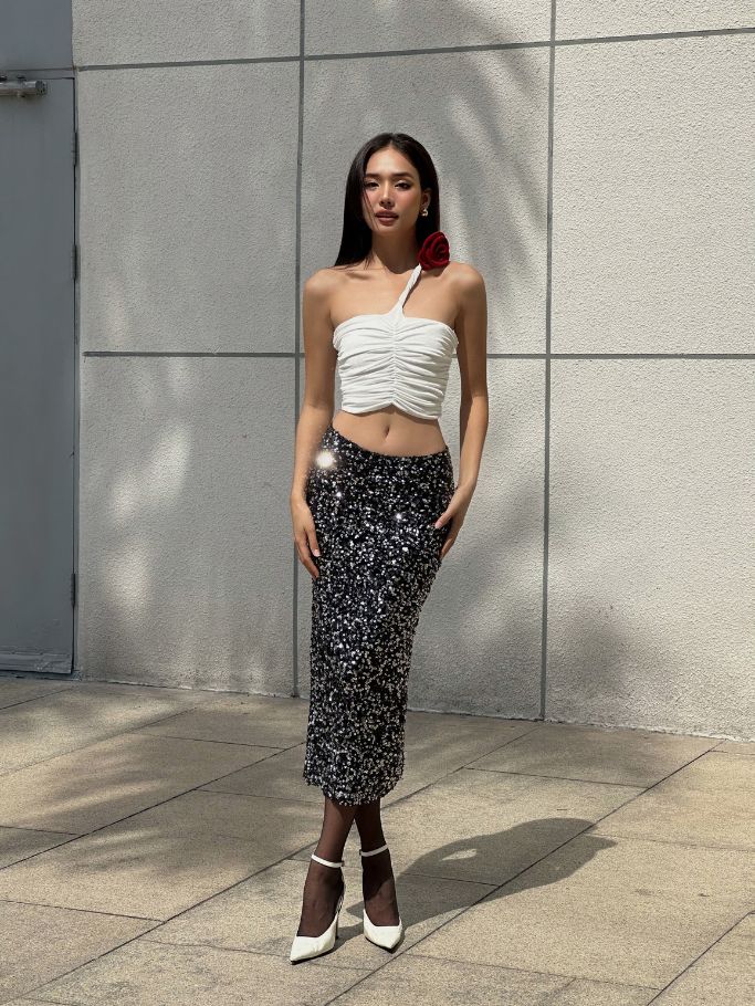 COCO SIN - Váy Sequin Thun Đen