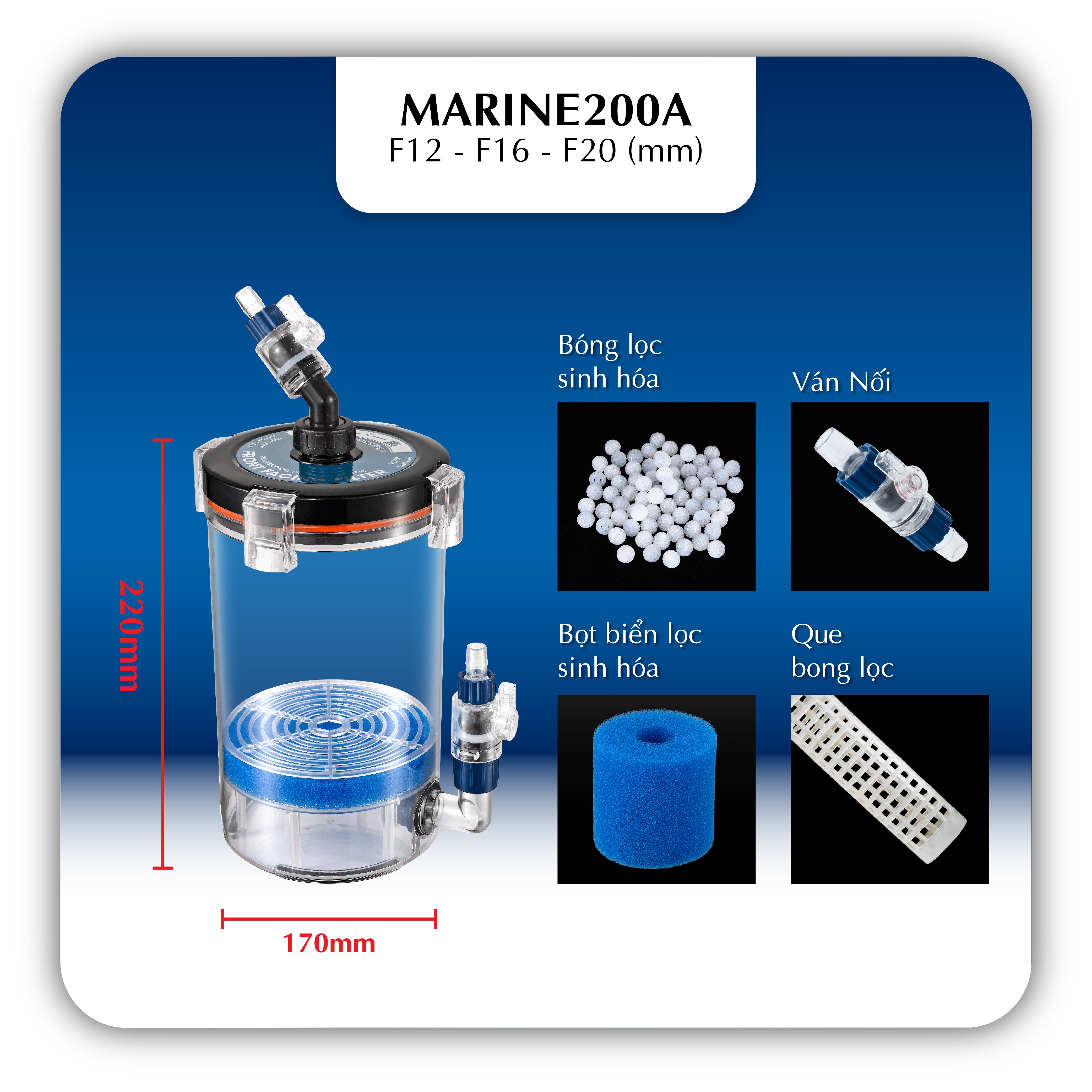 LỌC PHỤ MARINE 200A - 240A -300A ( Phi 12, 16, 20 )