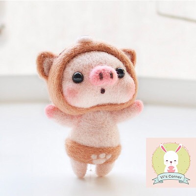 (CÓ VIDEO HƯỚNG DẪN) Bộ Kit Len chọc - Pig 2, Len Handmade Chọc TỰ LÀM