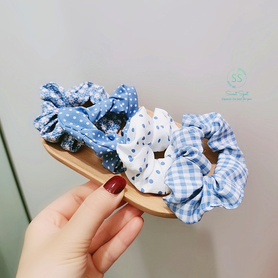 Dây cột tóc, dây buộc tóc, vòng cột tóc màu xanh biển