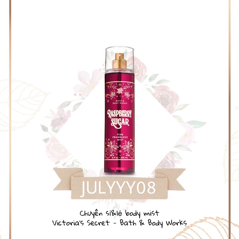 Xịt thơm raspberry sugar bath body works 236ml +jɥƚÿ08+