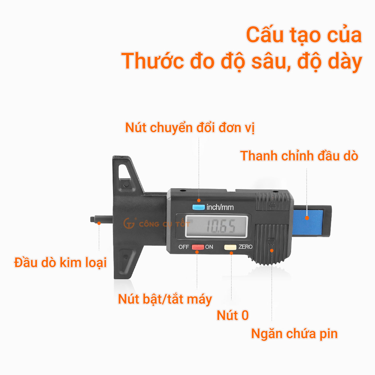Thước đo độ sâu, độ dày lốp xe mẫu tùy chọn