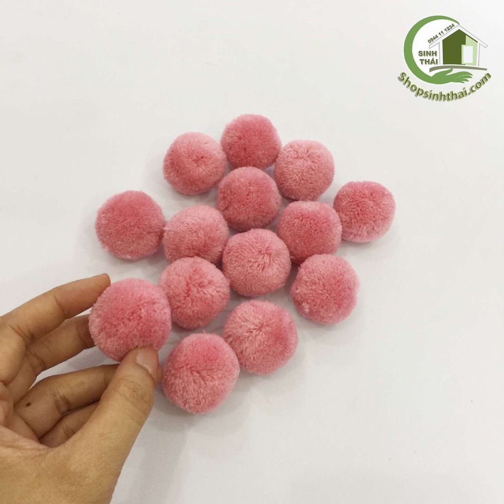 [HCM]Ba cục bông len tròn - màu hồng ruốc - 3cm