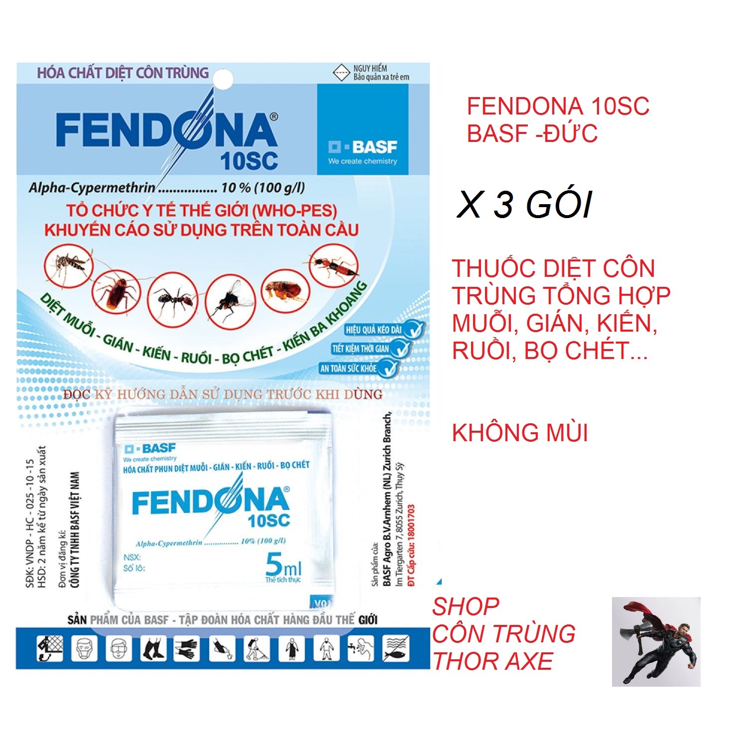 [Hoàn Tiền 10%] Combo 3 gói thuốc diệt muỗi Fendona 10sc thuốc xịt muỗi y tế diệt muỗi kiến gián hiệu quả thuốc diệt muỗi tận gốc hàng nhập khẩu
