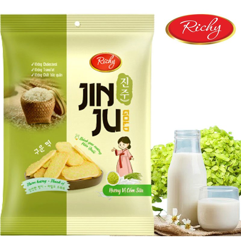 [SALE CUỐI NĂM 25-29/12] [MUA 3 GÓI JINJU TẶNG 1 GÓI TỰ CHỌN] Bánh gạo Jinju - vị cốm sữa hsd lên đến 10 tháng Richy