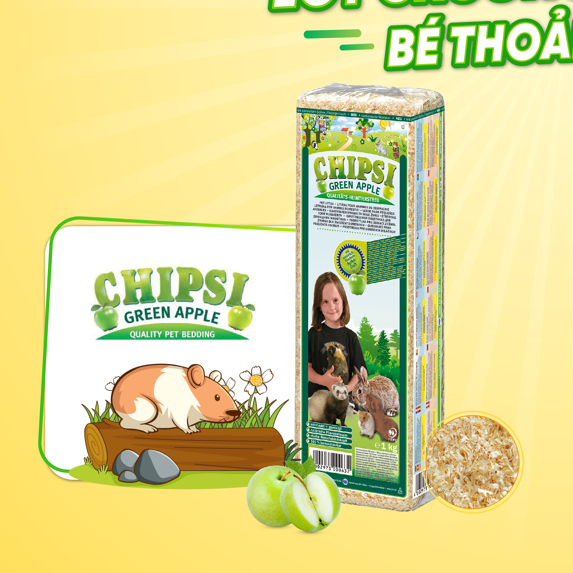 Mùn cưa Chipsi cho hamster , thỏ, bọ,sóc, nhím