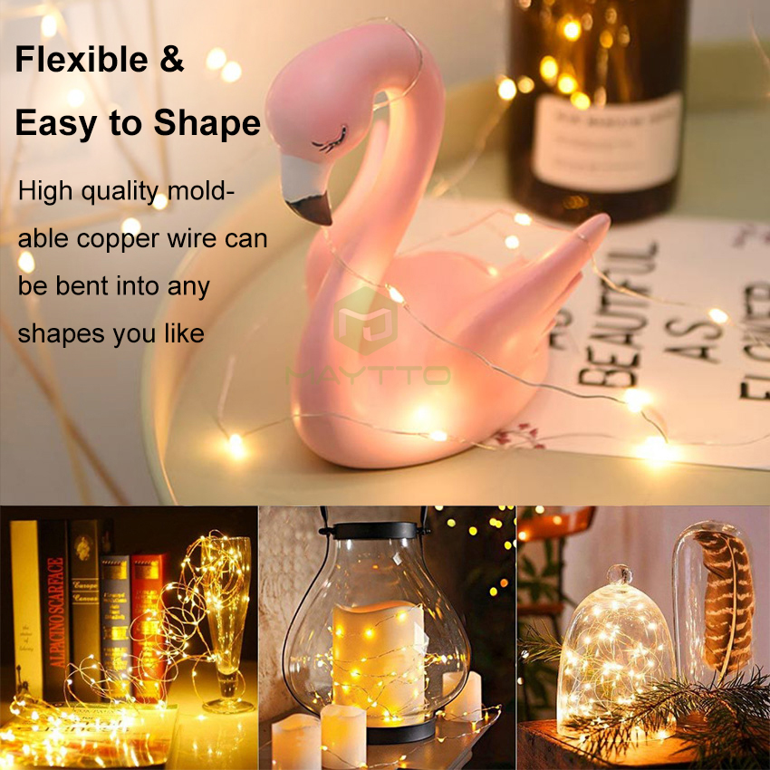 MAYTTO LED Strip Light String Fairy Light Christmas Light Decoration Wedding Light Battery Operated Fairy Lights Holiday Copper Wire String Lights Multi-mode Garland Party String Lights Warm White 1M/50LED