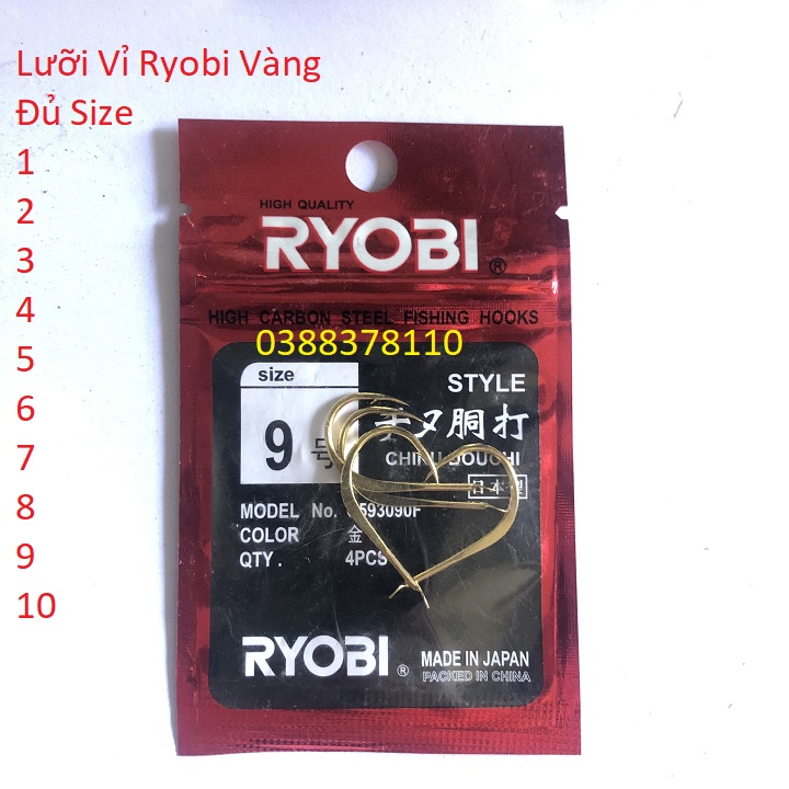 [ Chính Hãng ] Lưỡi Câu Vỉ RYOBI CHINU DOU CHI Cao Cấp - LCV040
