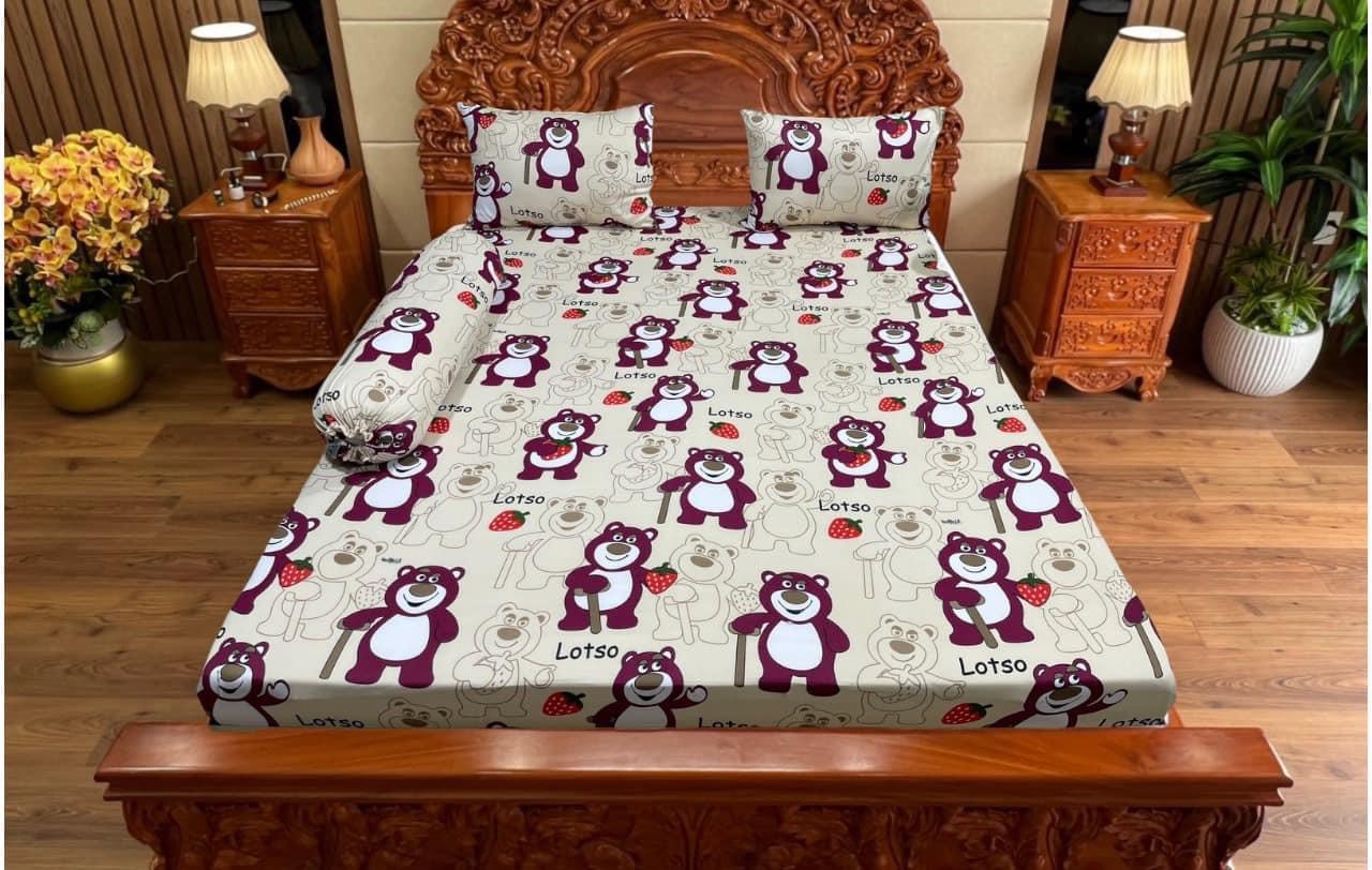 Bộ drap ga thun Hàn quốc (MẪU GẤU BÔNG) mới chất đẹp