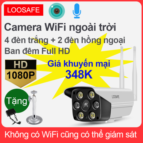 Camera giám sát WiFi không dây ngoài trời chống nước full HD, camera ip hồng ngoại ban đêm, giám sát từ xa trên điện thoại.