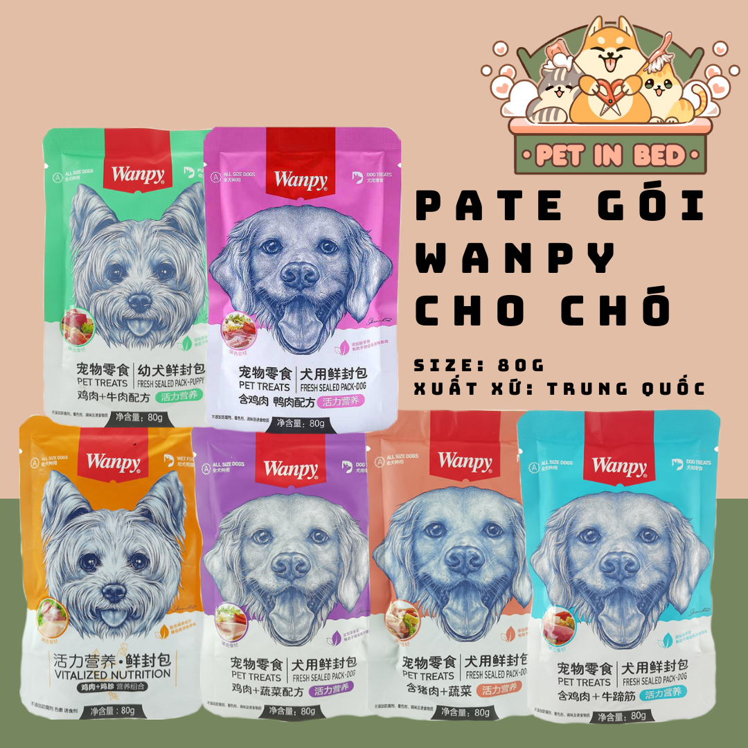 Wanpy (80g)/ Pate gói Wanpy dành cho cún cưng nội địa Trung