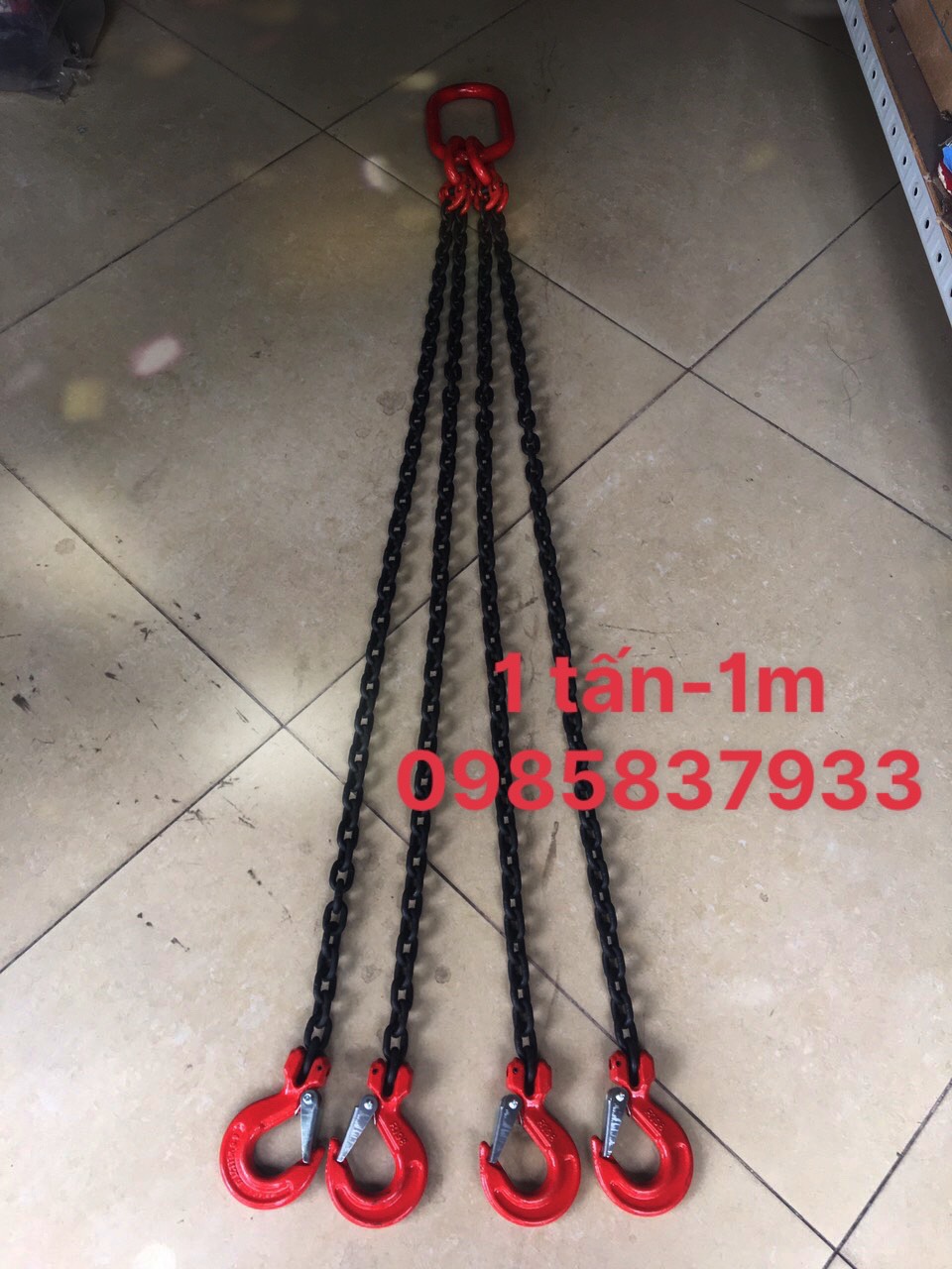 Dây xích cẩu 4 sợi 1 tấn 1m Kawasaki tiêu chuẩn Nhật bản an toàn khi sử dụng tại Máy NTT bảo hành dài hạn