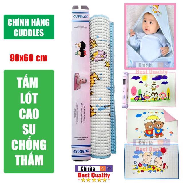 Tấm lót cao su chống thấm cuddles malaysia cho bé 60x90cm - hình ngẫu nhiên