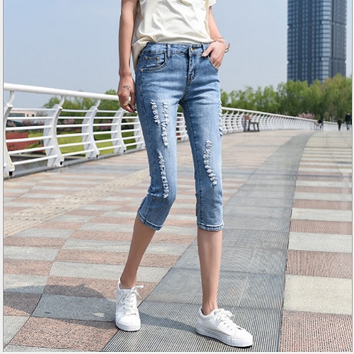 Quần jean lửng co giãn Quảng Châu cho nữ LS_Q082