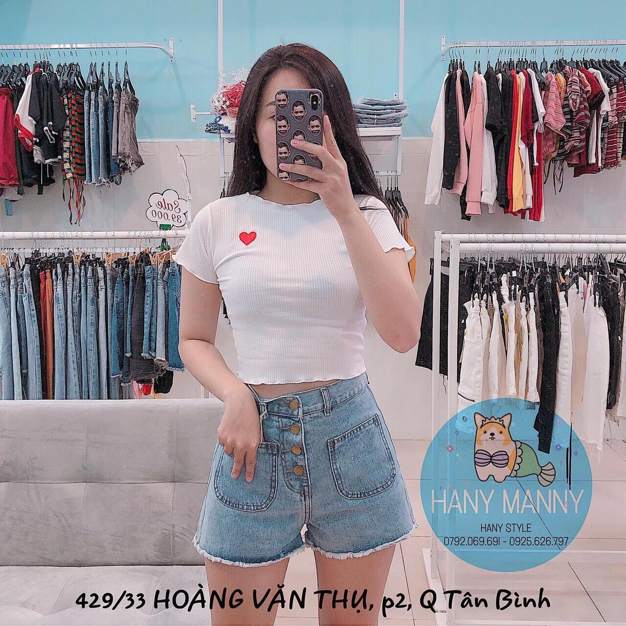 Áo thun gân form croptop phối diềm thêu trái tim nhỏ ở ngực cực bayby tts0618