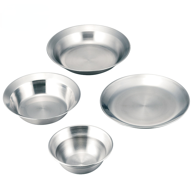 Bát đĩa ngoài trời Bộ 4 món bát đĩa inox 201 đĩa inox đĩa inox đĩa nướng đĩa tiệc nướng buffet