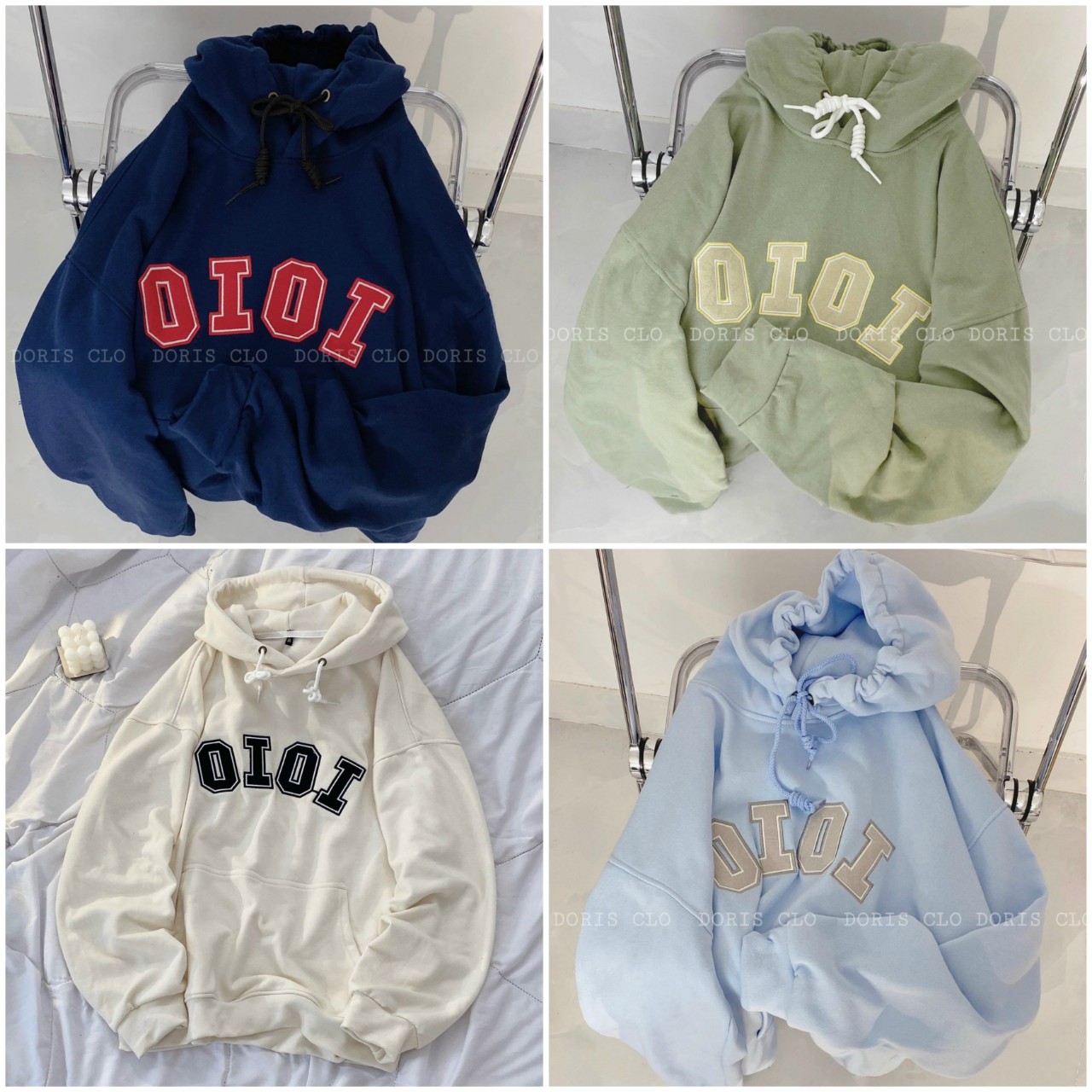 Áo Hoodie Nam Nữ Thêu Chữ OIOI Đẹp - Khoác Vải Nỉ Có Nón Mũ Form Rộng Unisex Hàn Quốc - Chống Nắng , Lạnh