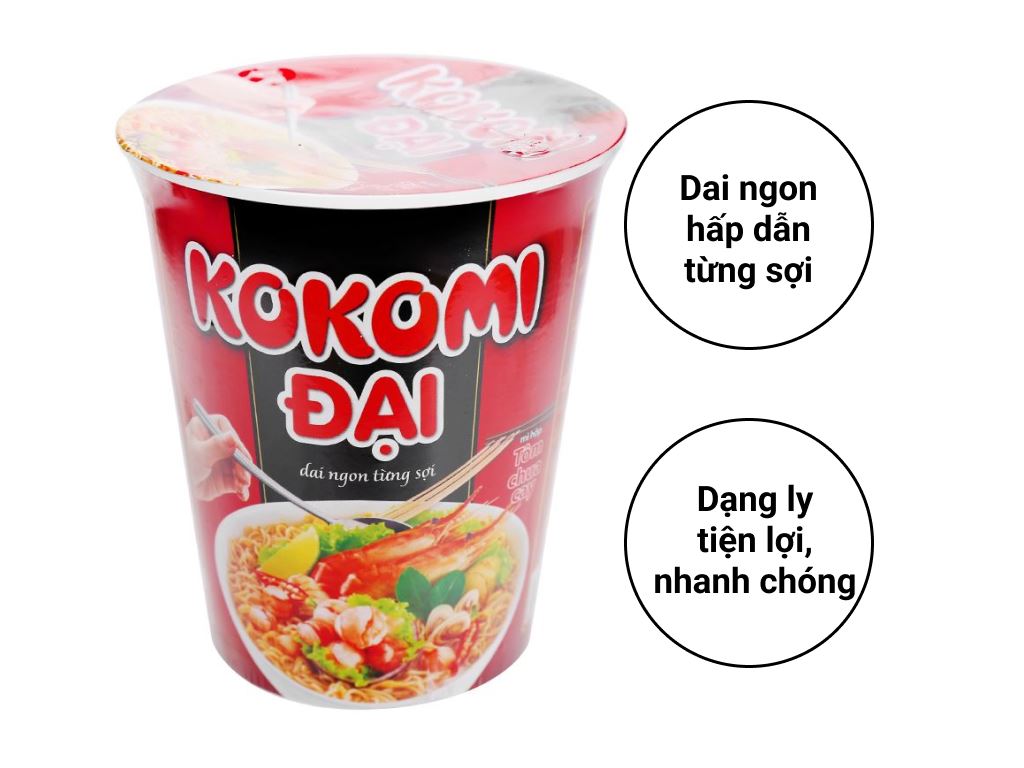 Thùng 24 ly mì Kokomi Đại tôm chua cay 65g