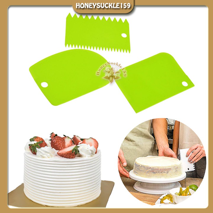 Bộ 3 Dụng Cụ Cắt Bột Tạo Đường Viền Trang Trí Bánh Kem/ Chất liệu: Nhựa dễ dàng sử dụngGồm: hình răng cưa, hình vòng cung, hình vuông