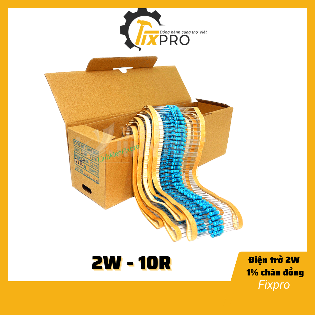 Điện trở 10R 2W 1% chân đồng túi 10c - Fixpro