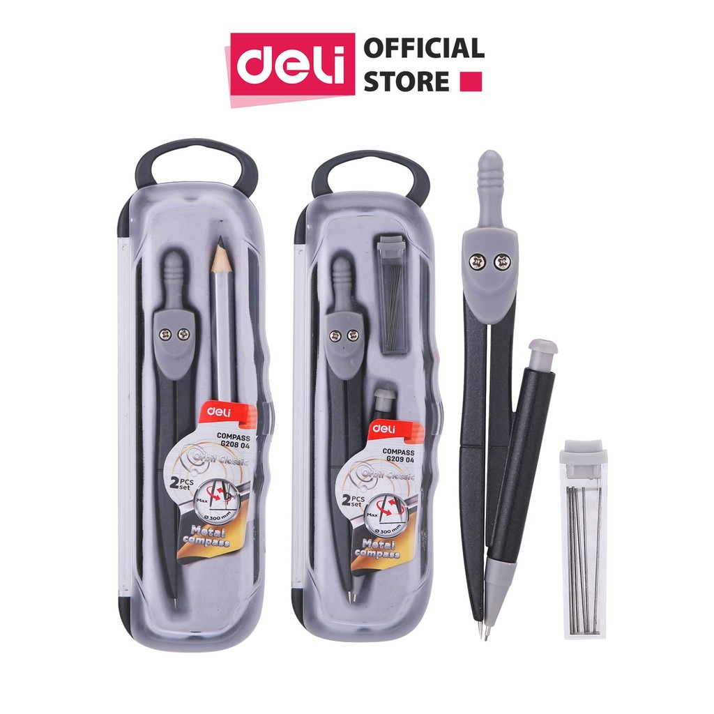 Compa màu xám đen cao cấp Deli