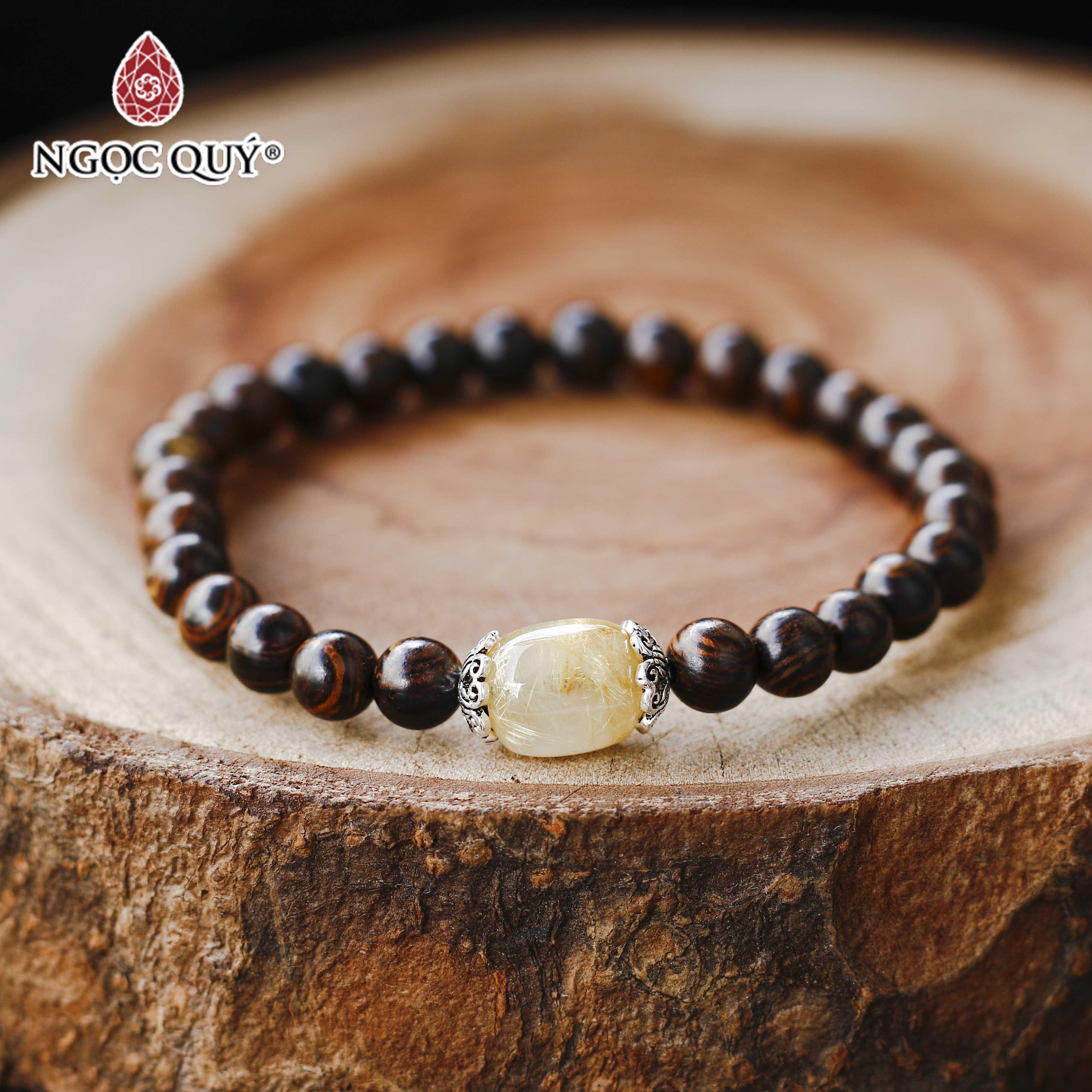 Vòng trầm sánh tròn 6mm phối lu thống tóc vàng - Ngọc Quý Gemstones