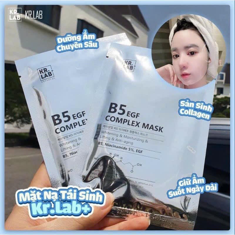Hộp 10 miếng mặt nạ phục hồi da b5 egf complex mask kr.lab hàn quốc 25ml/miếng