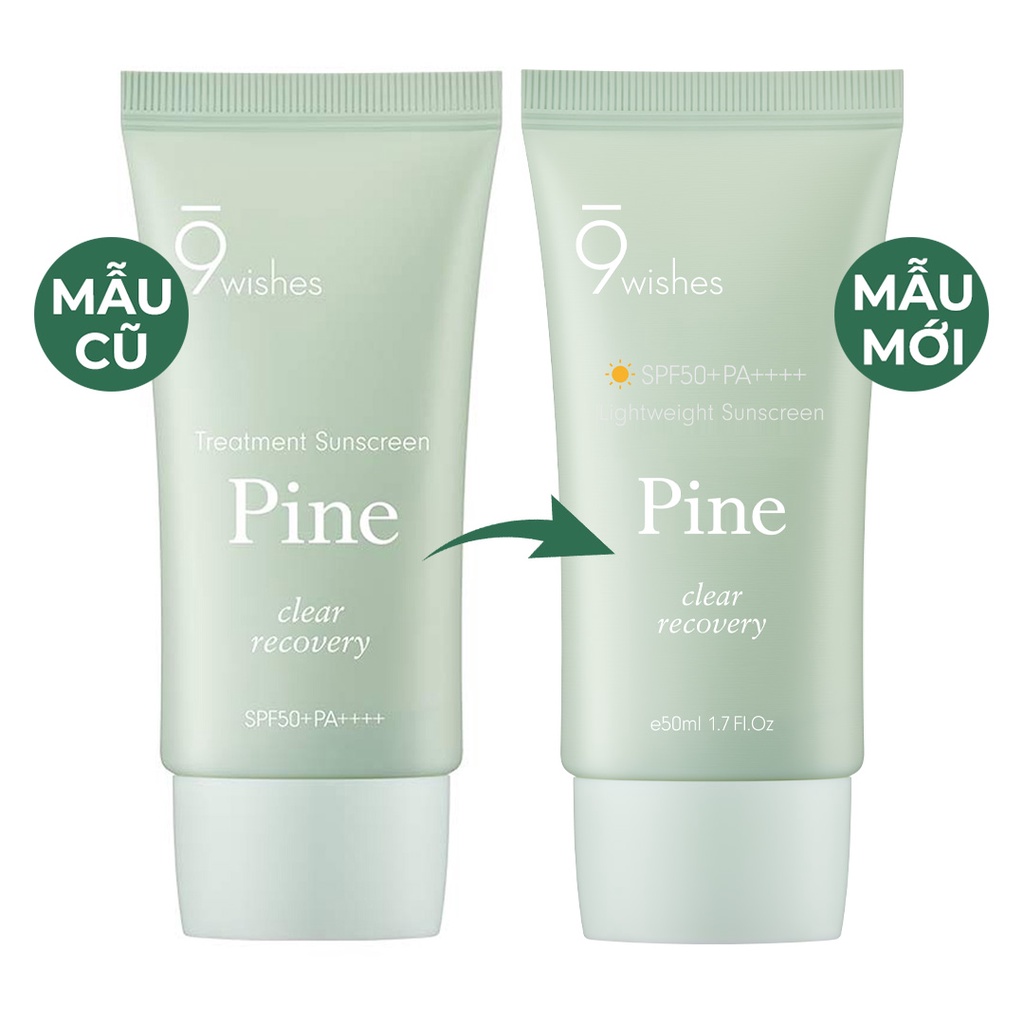 Kem Chống Nắng Mỏng Nhẹ, Kiềm Dầu 9 Wishes Pine Lightweight Suncreen SPF50+ PA++++ 50ml _ 9 Wishes Chính Hãng
