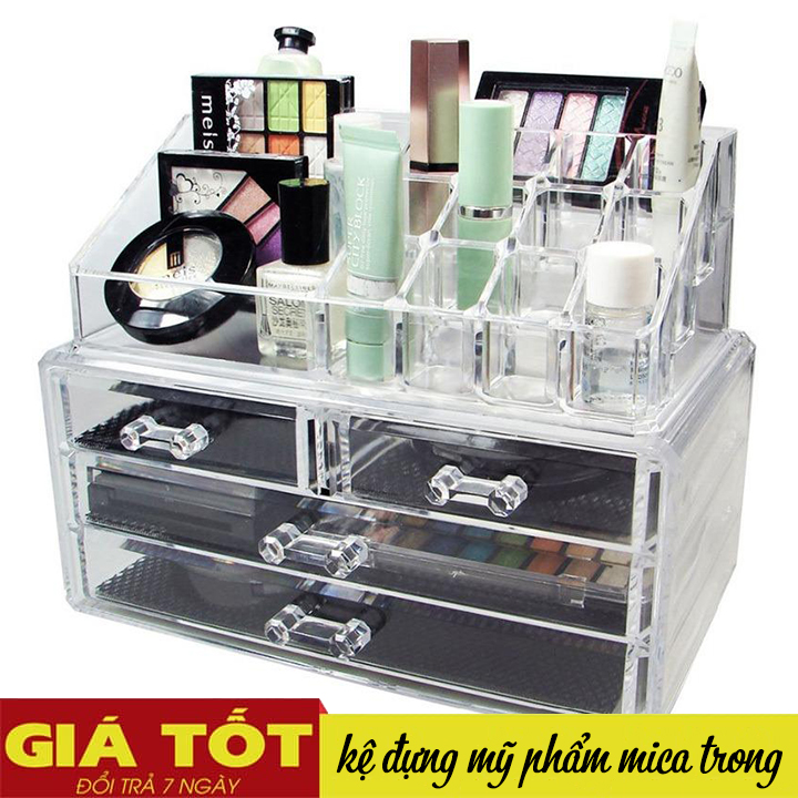 Kệ đựng mỹ phẩm trong suốt giá rẻ/kệ để mỹ phẩm Mica 4 tầng