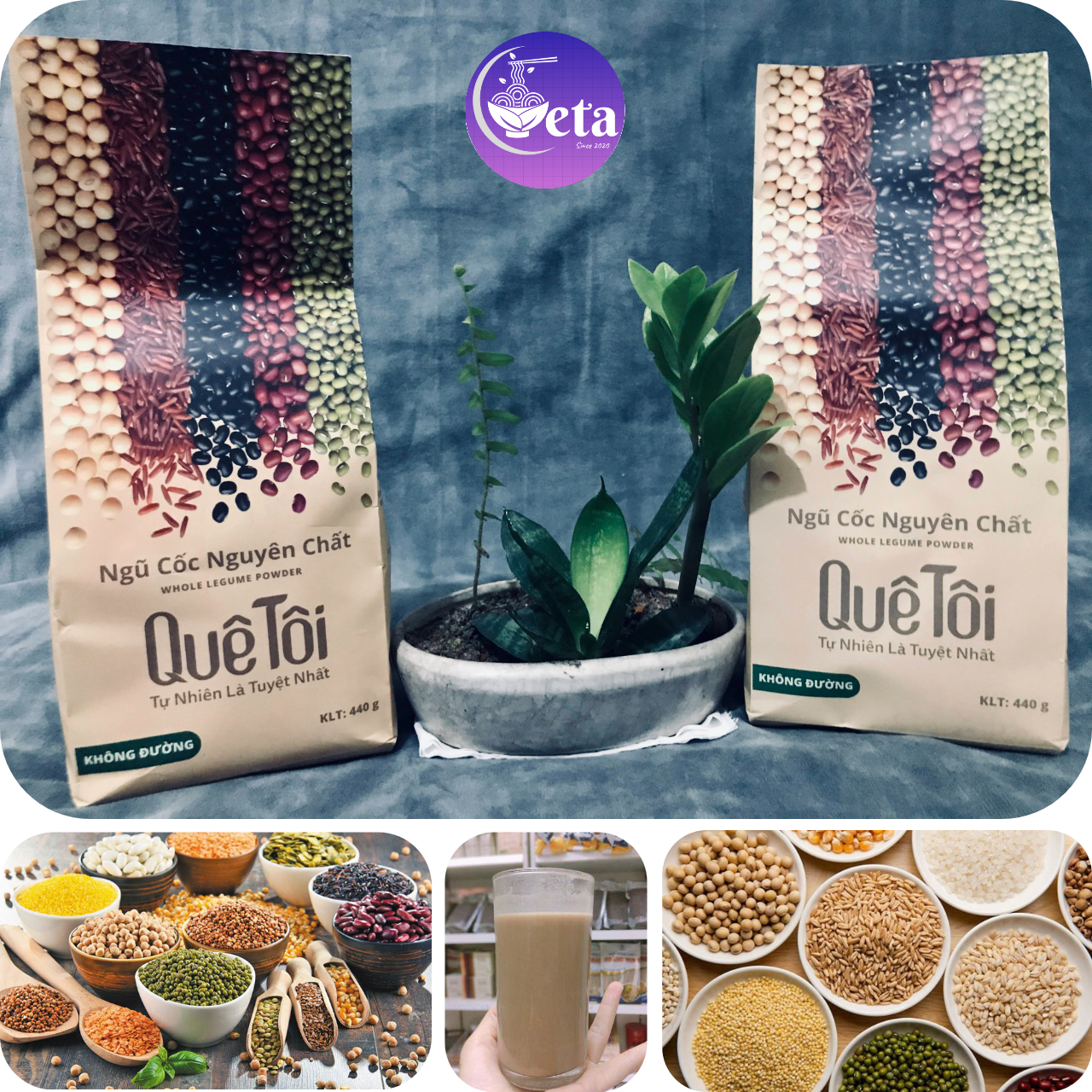 Bột ngũ cốc nguyên chất quê tôi 440gr