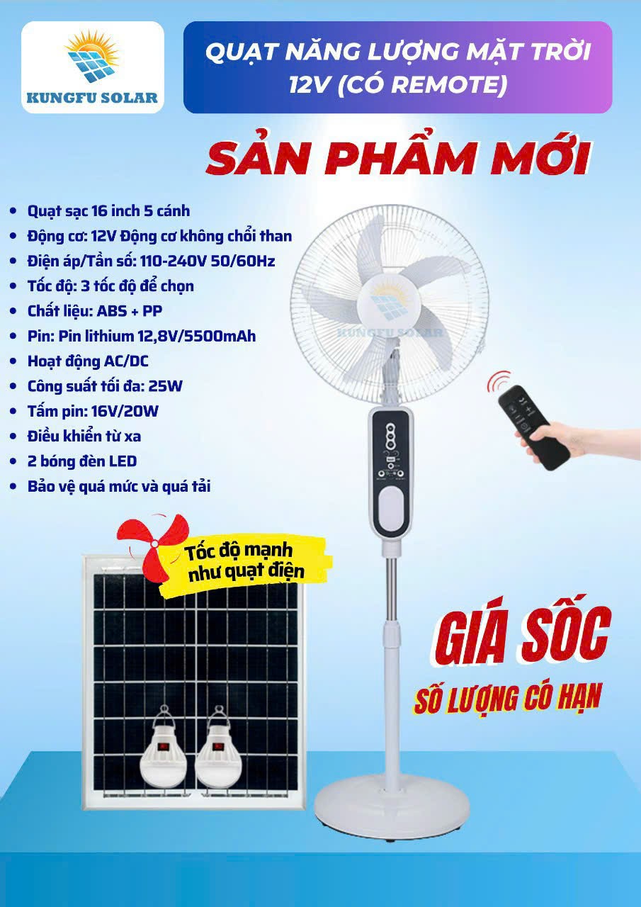 Quạt-năng-lượng-mặt-trời-kungfu-eu solar -25w, quạt tích điện năng lượng mặt trời kungfu-eu solar-25w.