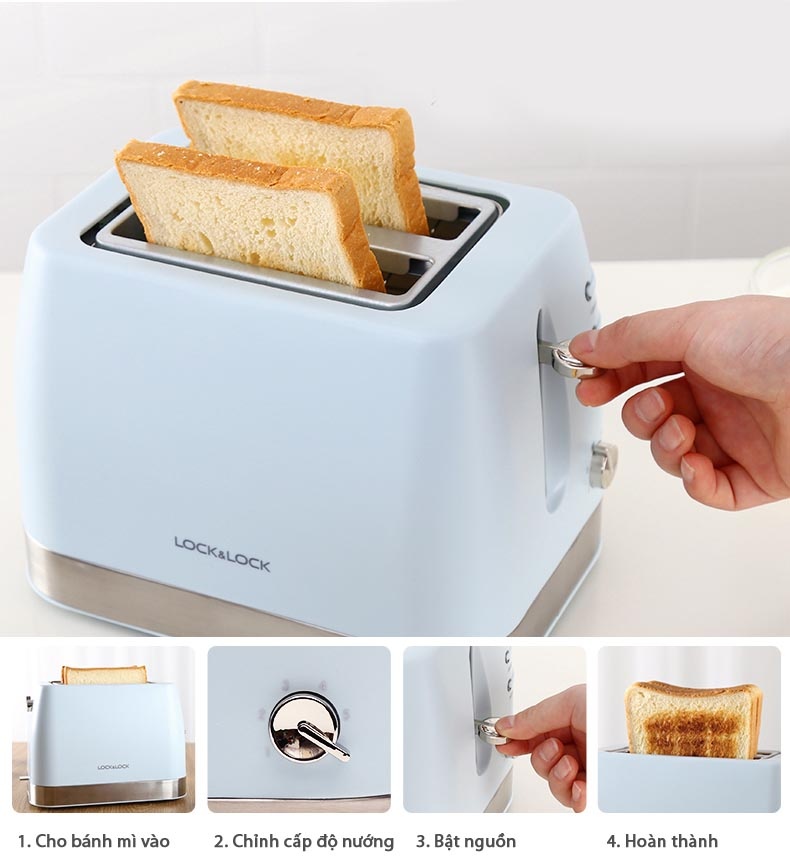 Máy nướng bánh mì Lock&Lock EJB221BLU công suất 730W
